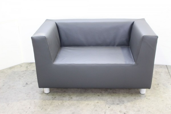 2-Sitzer Sofa, Armlehne Mircofaser130cm SH35cm - Holzplatte/Metallfüße