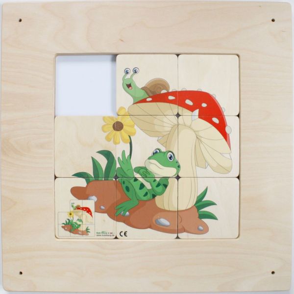 Wandspiel Schiebebild Frosch und Pilz 48x48 cm