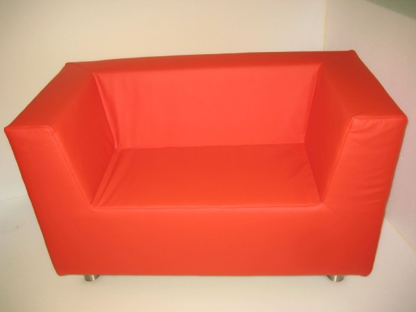 3-Sitzer Sofa, Armlehne Kunstleder 150cm SH45cm - Holzplatte/Metallfüße